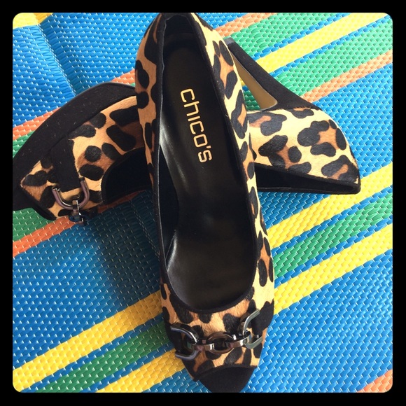 Chico's Shoes - Chico's CalfHair Black/CheetahPrintHeels PumpsShoe